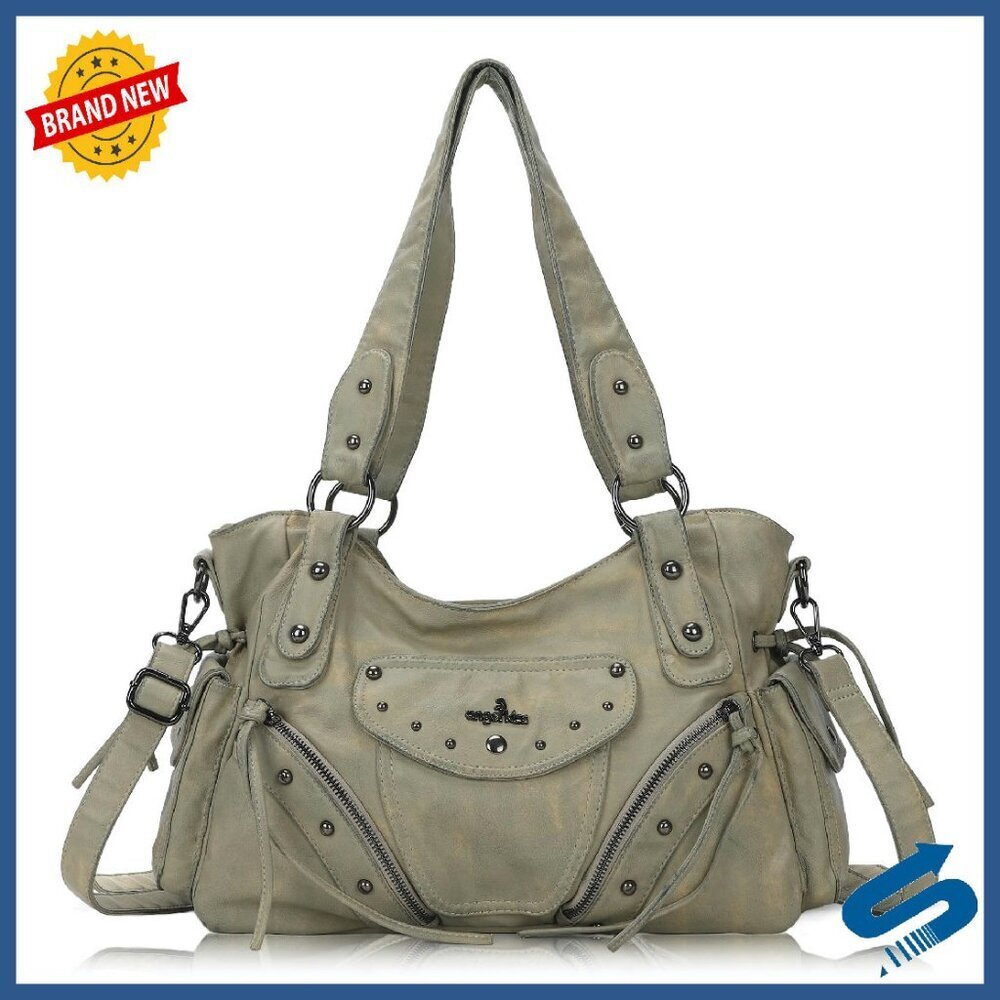 Large Retro Vegan Leather Hobo Bag with Crossbody Strap & Multiple Pockets